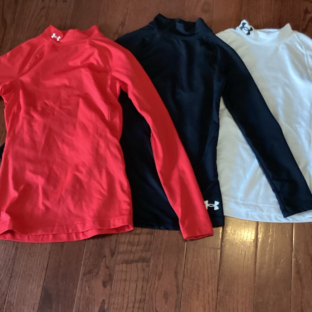 Under Armour Trio: Vibrant Red, Classic Black, Crisp White Tops